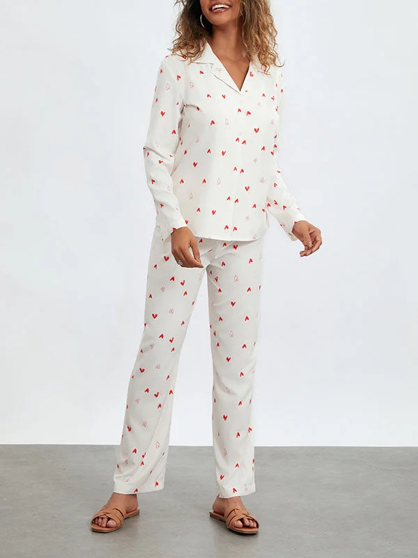 Bicolor Heart Long Sleeve Shirt Pajama Set Expensive pajama sets