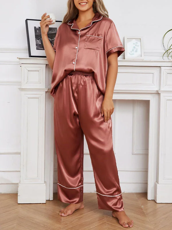 Plus Size Short Sleeve Satin Pajama Set Personalized pajama sets