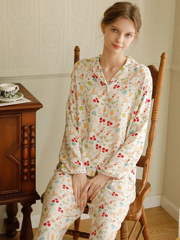 Satin Floral Shirt Pajamas Set Petite pajama sets