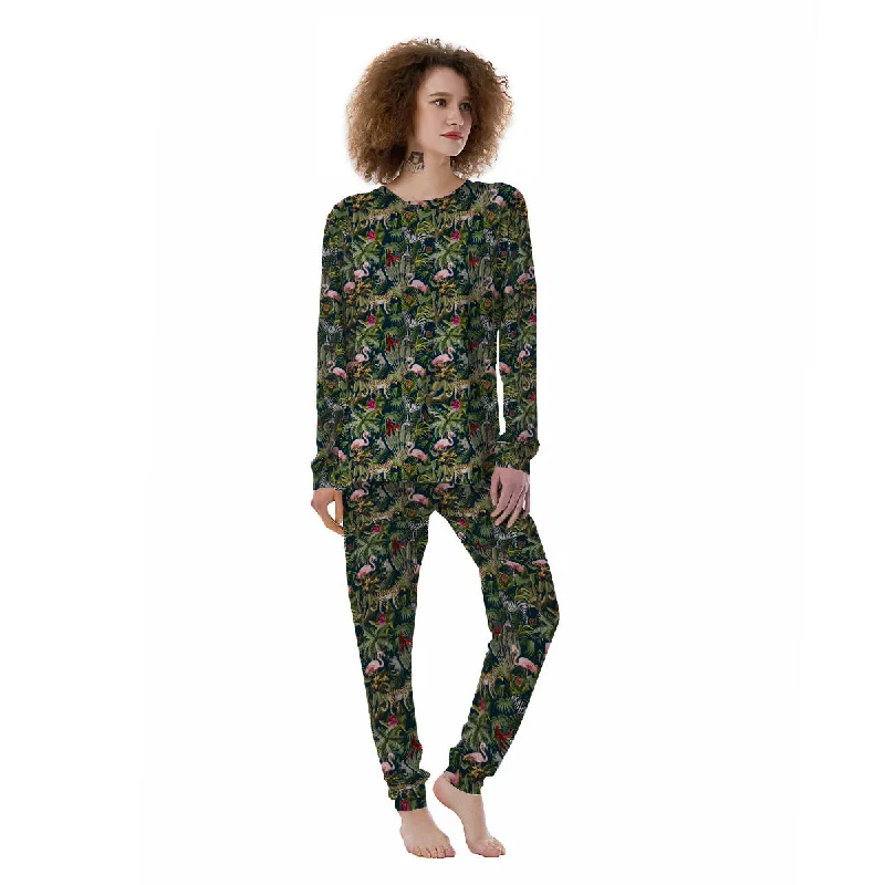 Tropical Cartoon Print Pattern Women's Pajamas Three-piece pajama sets