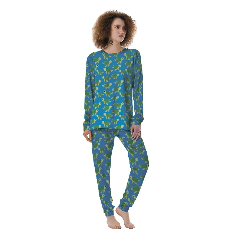 Turtle Cartoon Print Pattern Women's Pajamas Family matching pajama sets