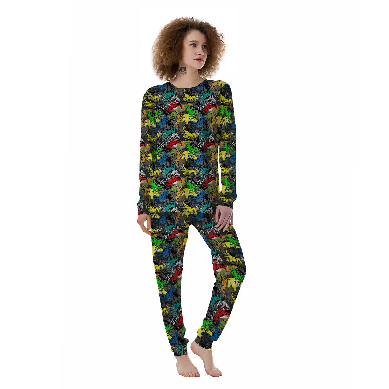 Tyrannosaurus Rex Colorful Print Women's Pajamas Kids' pajama sets