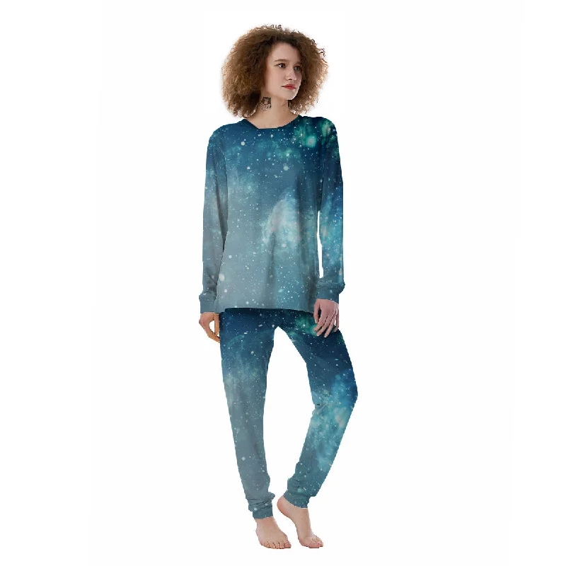 Universe Galaxy Space Blue Sky Print Women's Pajamas Best pajama sets for teens