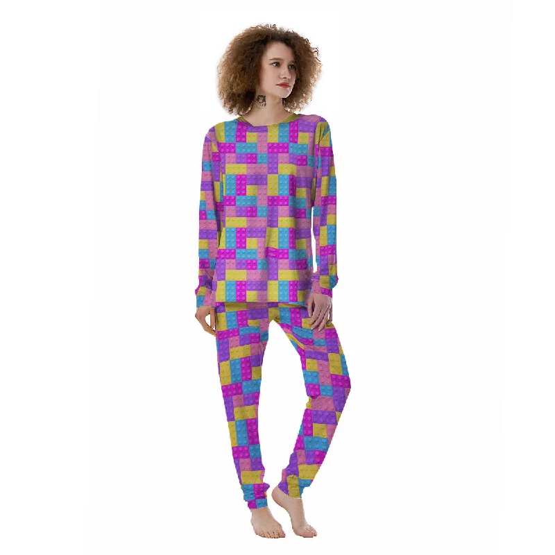 Video Game Colorful Block Puzzle Print Women's Pajamas H&M pajama sets