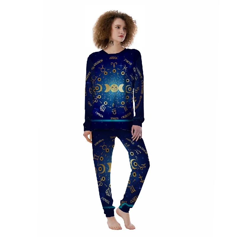 Zodiac Wheel Galaxy Print Women's Pajamas Pajama sets under $50