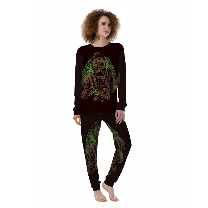 Zombie Walking Green Print Women's Pajamas Shein pajama sets