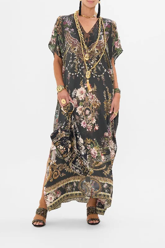 SLIM FIT KAFTAN WITH LACE AND EMBROIDERY DYNASTY DAZE Luxe Robe Gown