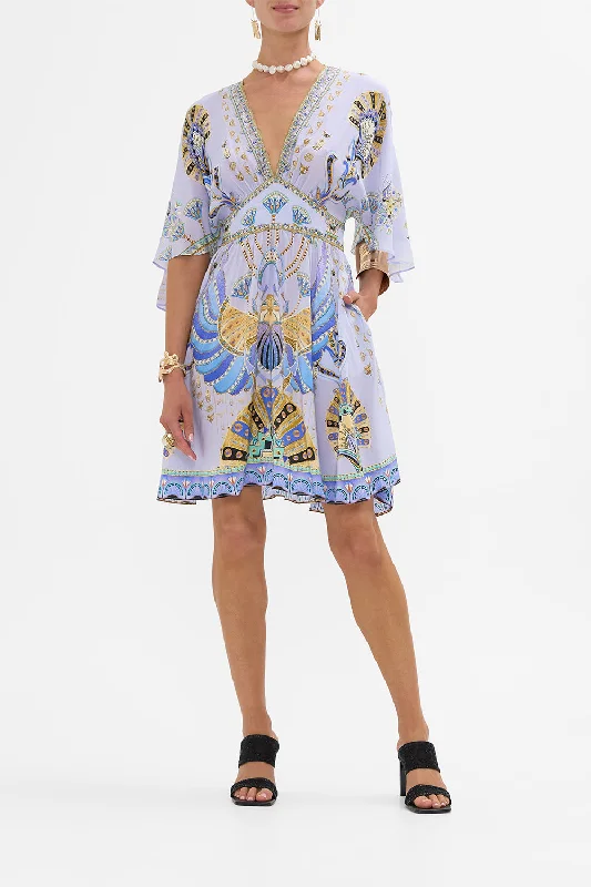 SHORT WAISTED DRESS UNDER SCARAB SKIES Soft Silk Robe