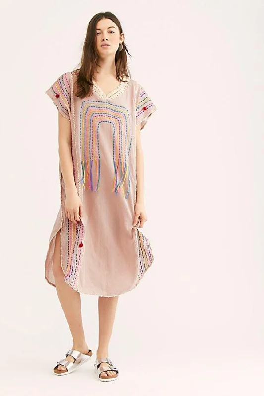 CHASING RAINBOW EMBROIDERED KAFTAN Elegant Gown Robe