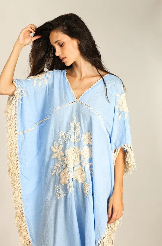 EMBROIDERED KAFTAN CASSI Satin Kimono Set