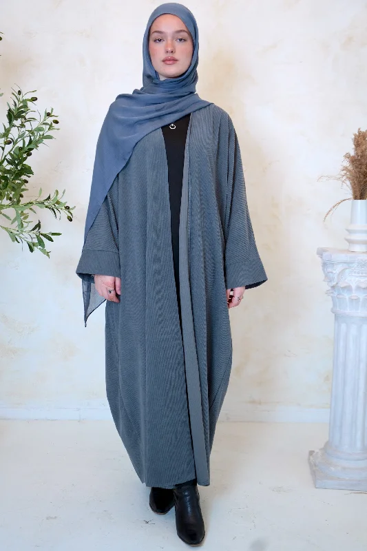 Gray Corduroy Open Front Abaya-CLEARANCE Soft Bridal Gown