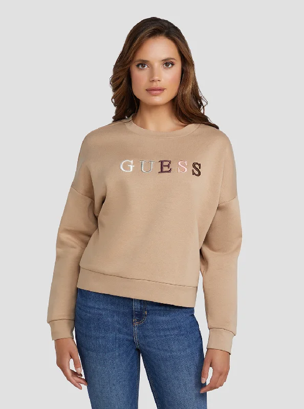 Eco Beige Clara Logo Jumper Warmest sweaters for extreme cold