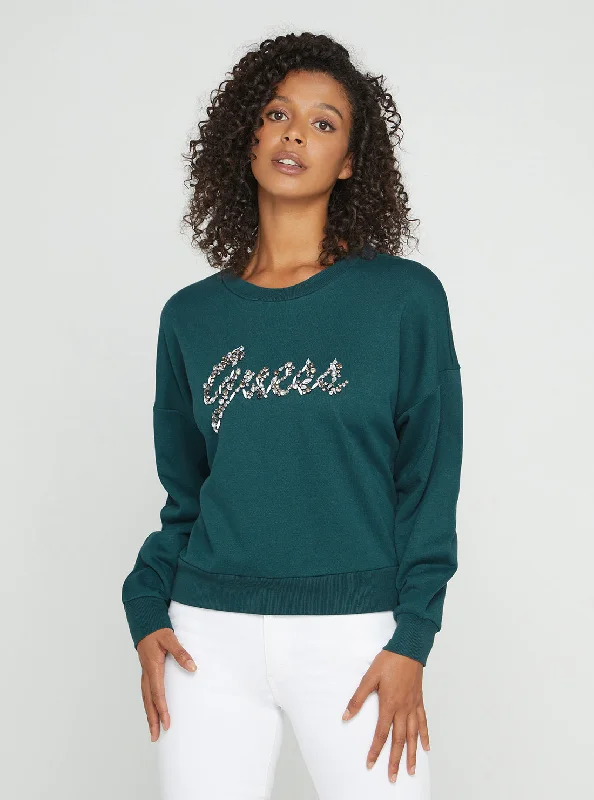 Eco Teal Manila Logo Jumper Best sweaters for hiking