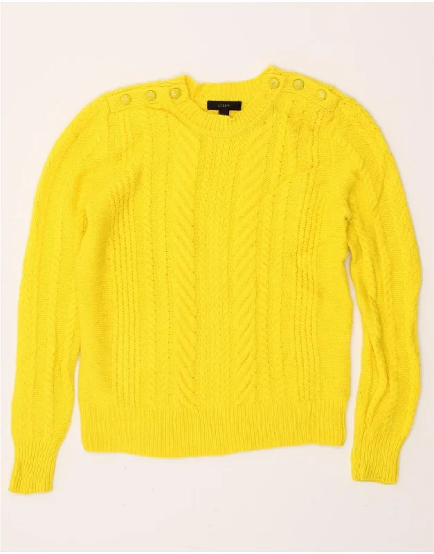 J. CREW Womens Crew Neck Jumper Sweater UK 10 Small Yellow Wool V-neck sweaters