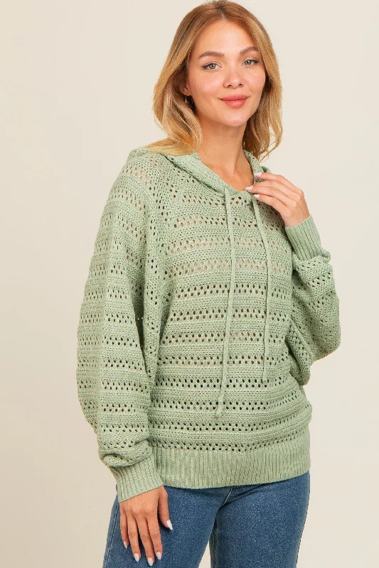 Light Olive Pointelle Knit Sweater Thanksgiving sweaters