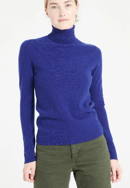 LILLY 3 Pull col roulé en cachemire bleu nuit Comfortable sweaters for all seasons