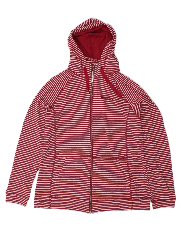 MOUNTAIN WAREHOUSE Womens Zip Hoodie Sweater UK 16 Large Burgundy Striped Best sweaters for casual wear