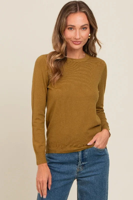 Olive Basic Soft Knit Sweater Women's fashion sweaters sale