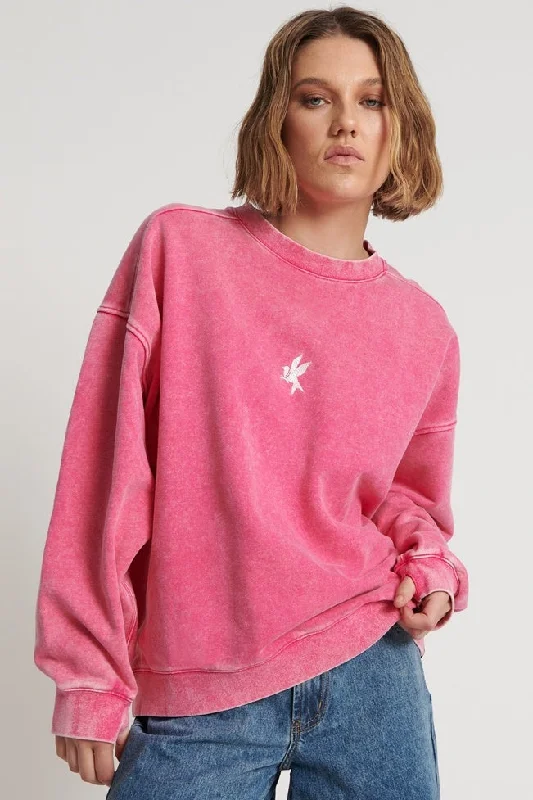 ONE TEASPOON Womens Pink Bower Bird Retro Sweater - Pink Expensive sweaters