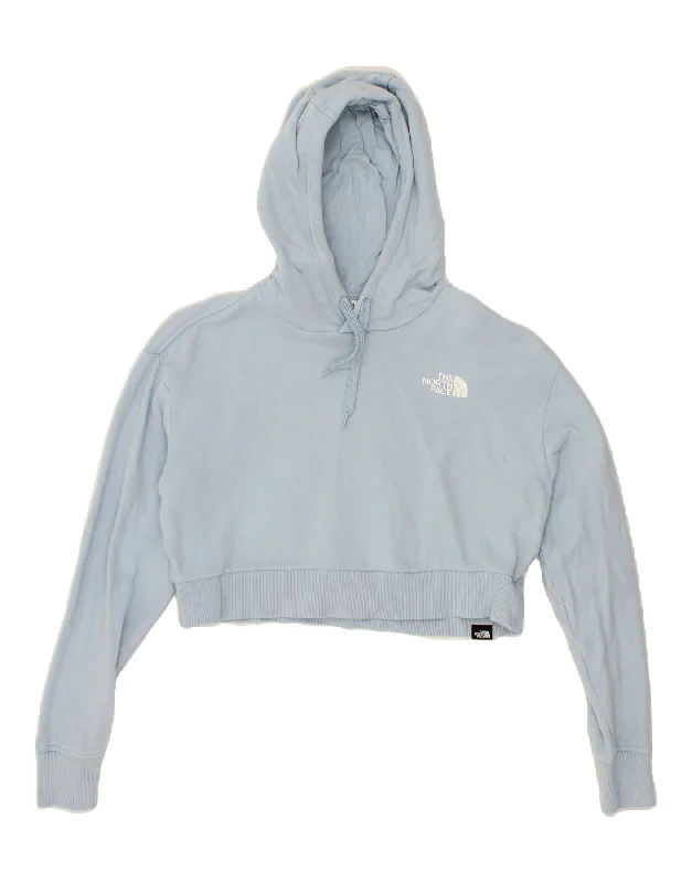 THE NORTH FACE Womens Oversized Crop Hoodie Jumper UK 10 Small Blue Cotton Travel-friendly sweaters