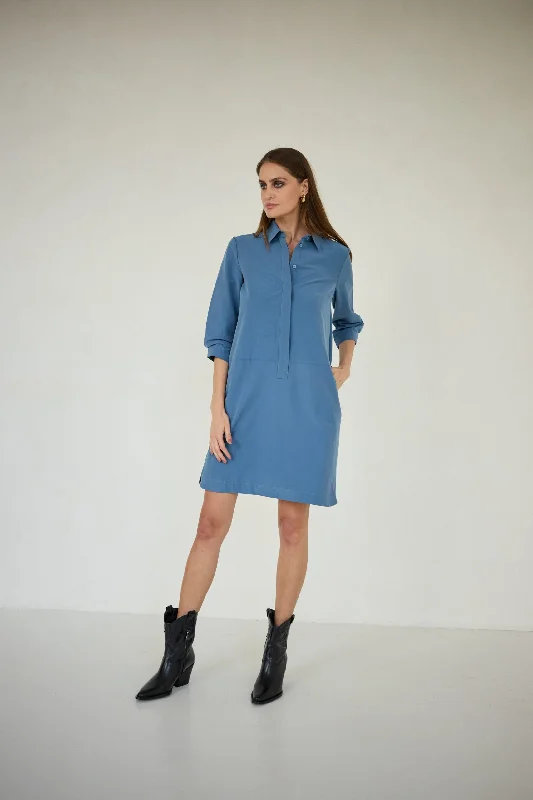 Zoe Shirt Dress Blue Date night mini dresses