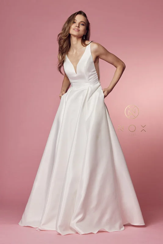 Enchanting Bridal Elegance: Nox Anabel E156W Gown for a Dreamy Wedding Silk Wedding Gown