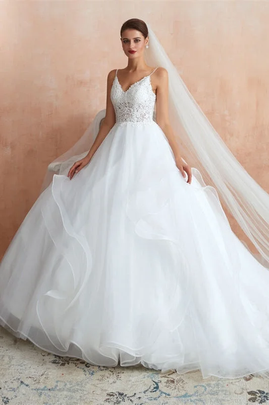 Layered White Long Wedding Dress Empire Waist Gown