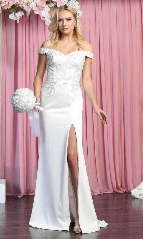 May Queen RQ7914 - Off-shoulder Sweetheart Neck Wedding Dress Simple Wedding Dress