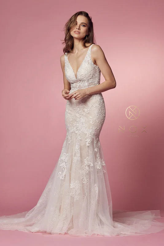 **Nox Anabel H493: Enchanting Lace Gown for Unforgettable Moments** Sleeveless Bridal Gown