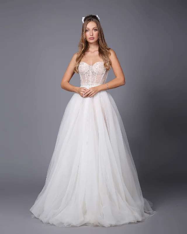 ELZA – Wedding dress with corset and tulle skirt. Silk Wedding Gown