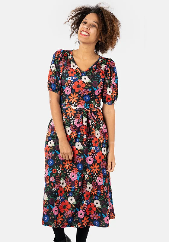 Bonnie-Rae Spring Poppy Print Midi Dress Best midi dresses for date night