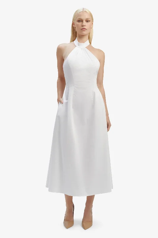 Genevieve Poplin Midi Dress - White Casual midi dresses