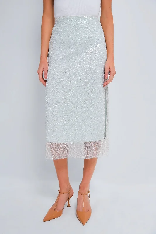 Aqua Glassy Sequin Skirt Tiered unclassified skirts