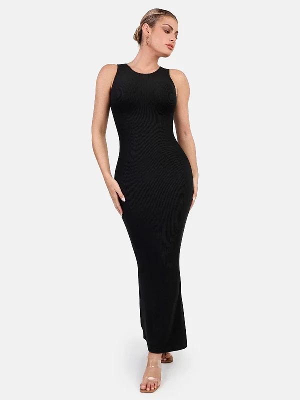 Shapewear Modal Sleeveless Crew Neck Slimming Maxi Dress Women's trendy maxi dresses sale