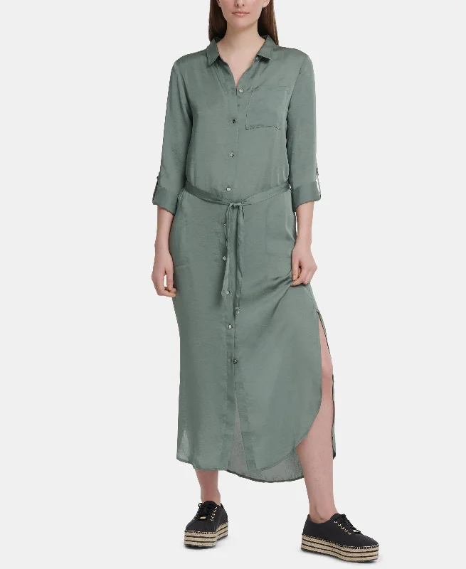 DKNY Belted Maxi Shirtdress Holiday maxi dresses