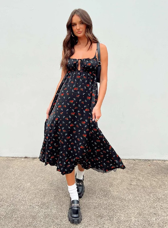 Empress Of Love Maxi Dress Black Floral Edgy maxi dresses