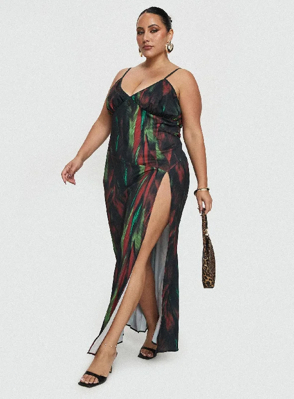 Feather Maxi Dress Multi Curve Comfortable maxi dresses for everyday wear