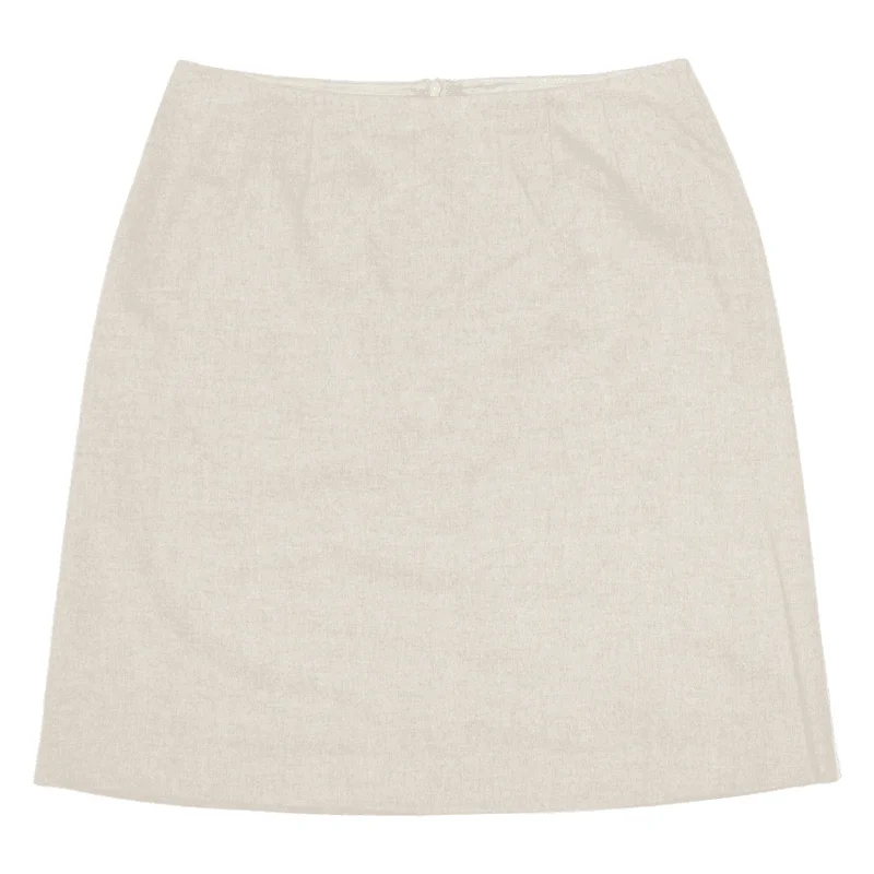 MAX MARA Knee Length Straight Skirt Beige Wool Womens UK 12 Ruched unclassified skirts