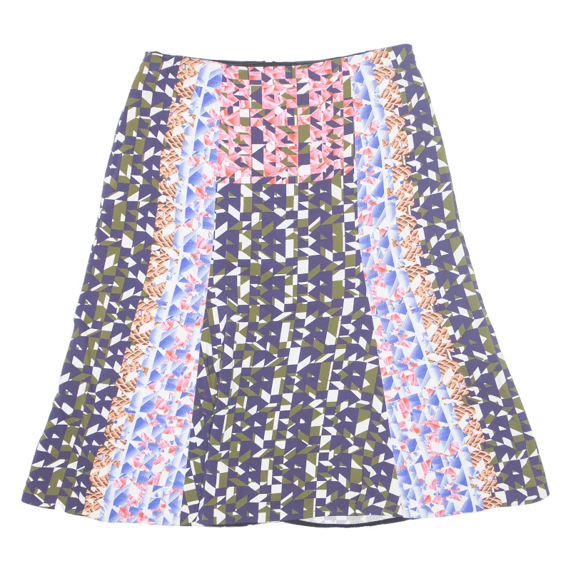 PETER PILOTTO Knee Length Pleated Skirt Blue Viscose Geometric Womens UK 12 Plus size unclassified skirts