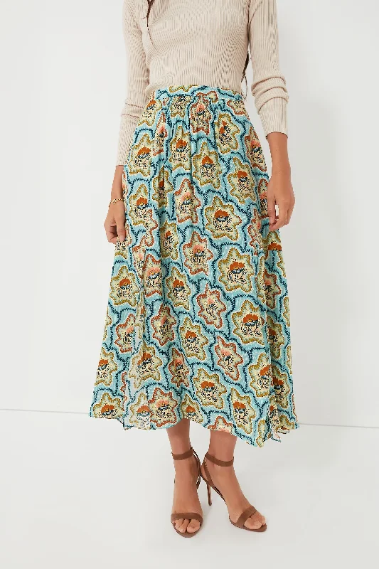 Tea Time Flower Tucker Skirt Denim unclassified skirts