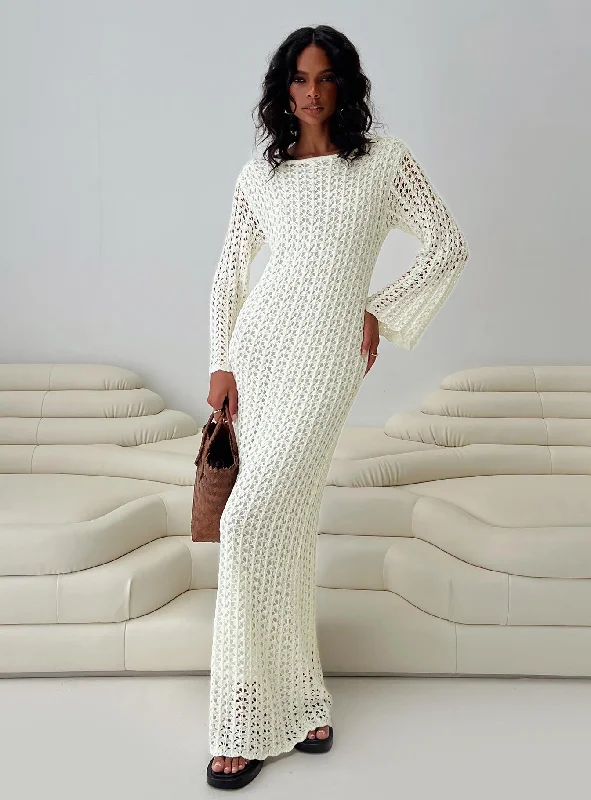 Westy Knit Maxi Dress Cream Lightweight maxi dresses for hot weather