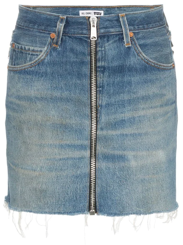 zipped mini skirt Vintage Denim Skirt