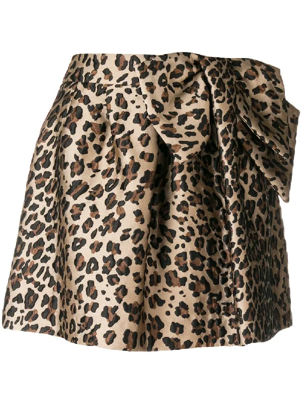 leopard print flared mini skirt Comfortable Mini Skirt