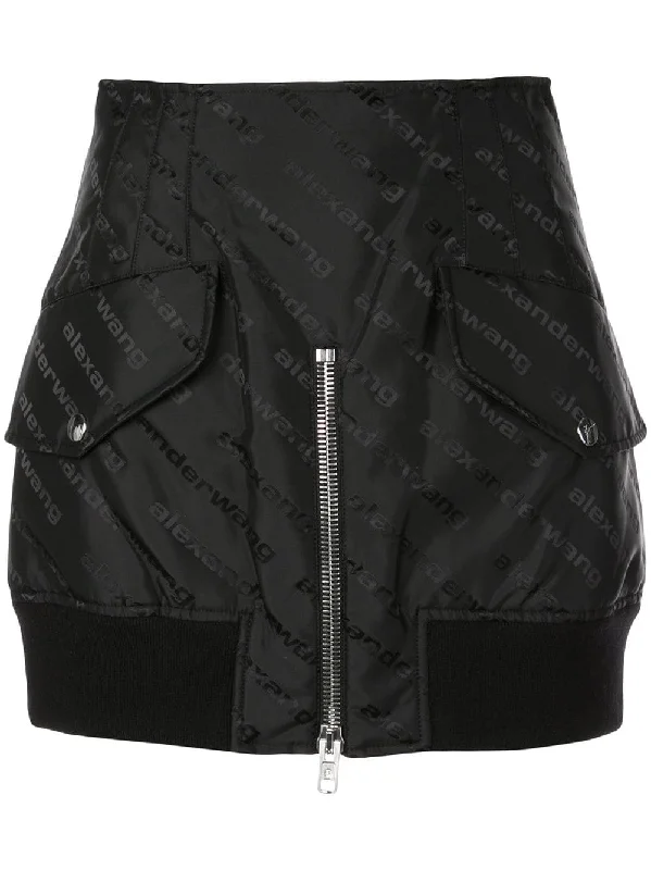 nylon logo mini skirt Sexy Leather Skirt