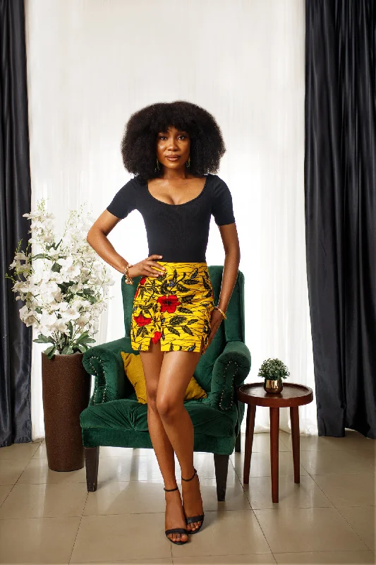 African Print Muwali Mini Skirt High-waist Skirt Trend