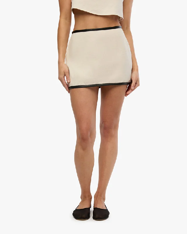 Leather Trim Mini Skirt Sleek Mini Skirt