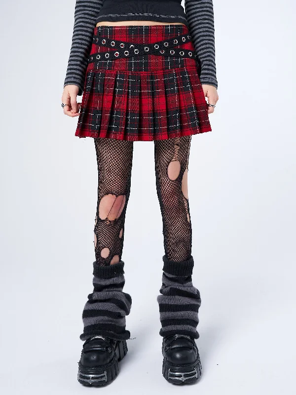 Miley Red & Black Tartan Mini Skirt Cozy Mini Skirt