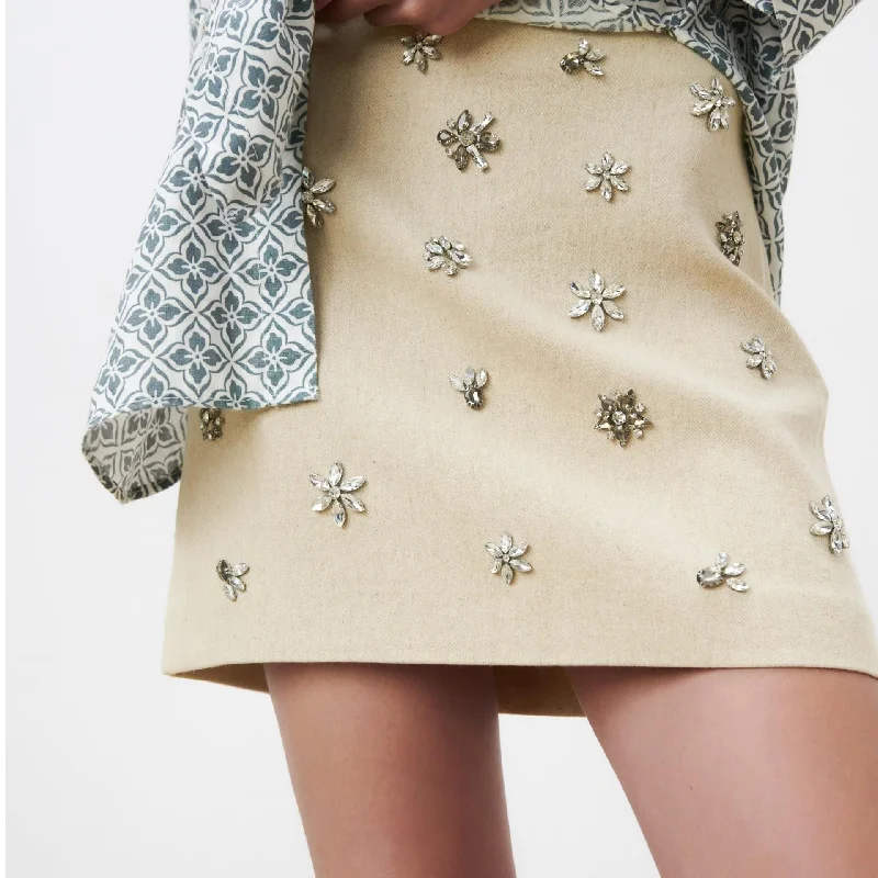 Solid Patchwork Diamonds Casual Mini Skirt Trendy Mini Skirt