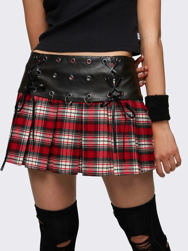 Valkyrie Pleated Plaid Mini Skirt Slim Fit Mini Skirt