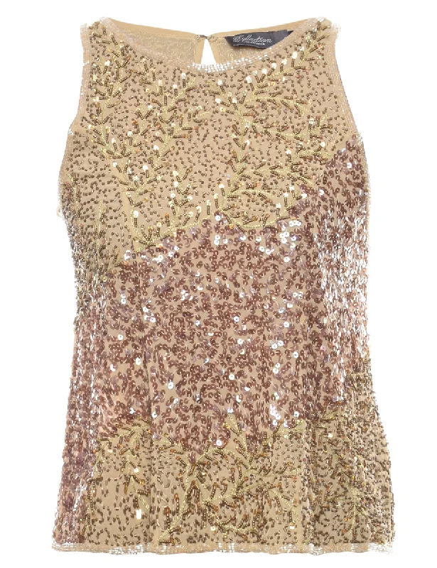 Beaded Party Top - S Satin party dresses